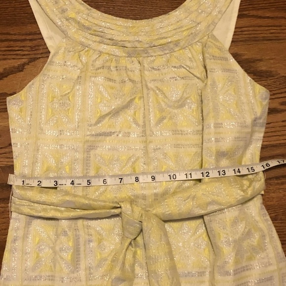 NWT! Eccoici Yellow Jacquard Sheath Dress w Waist Tie Retro Mod Party Dress - 6 - Picture 8 of 11